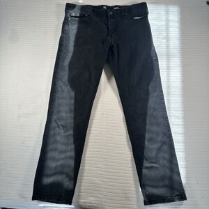 Nat Nast Men’s 36x32 Black Coated Jeans Straight Leg Denim Pants W36 L32